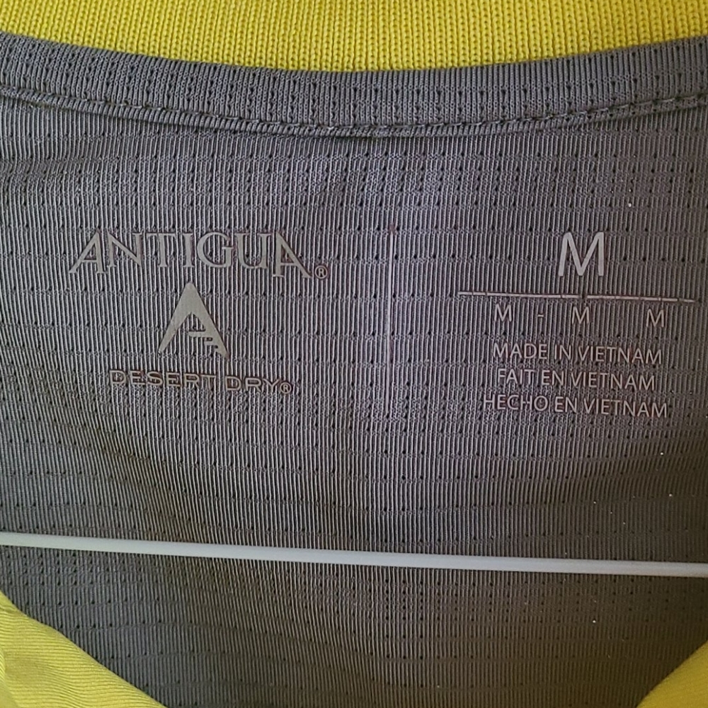 Mens yellow/gray golf shirt By Antigua. Good Condition. - Picture 3 of 10